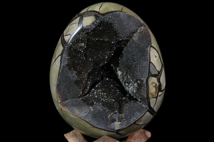 Septarian Dragon Egg Geode - Black Crystals #71846